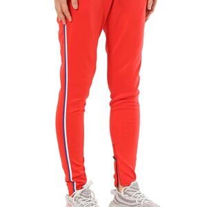 FXN Men's Three Tone Drawstring Waist Track Pants Joggers Red White